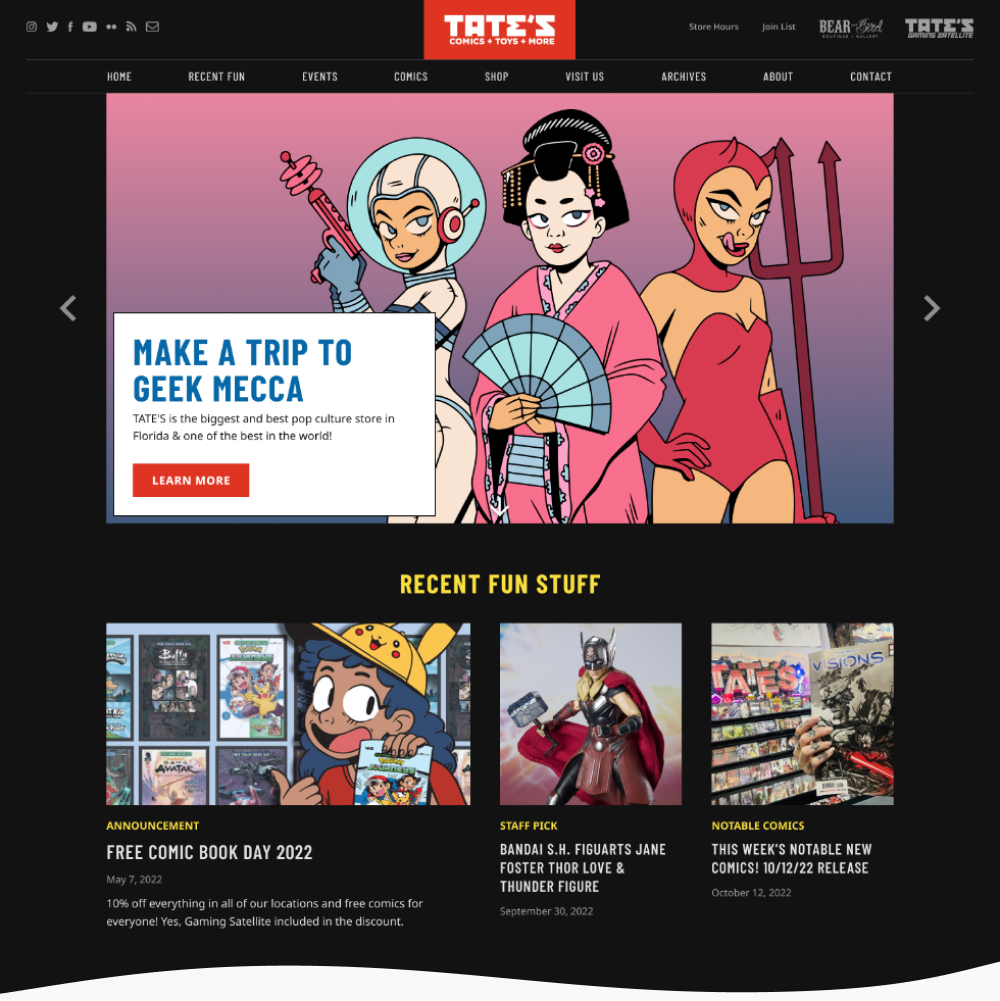 TATE'S Comics Website and Updated Branding